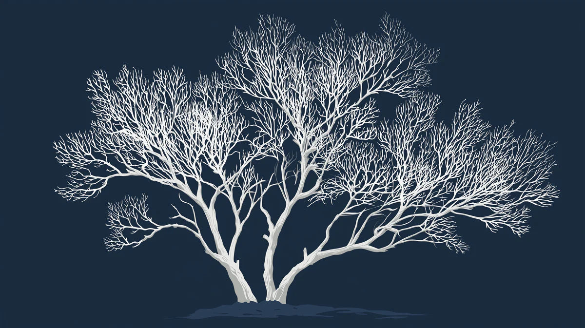 Minimalist White Tree Mural Wallpaper — High Contrast Nature Art Mural Wallpaper - room preview 04