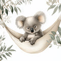 Koala in Hammock Mural Wallpaper — Whimsical Woodland Art Mural Wallpaper - room preview 04