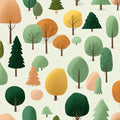 Stylized Forest Woodland Mural Wallpaper — Whimsical Nature Pattern Mural Wallpaper - room preview 04