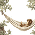 Resting Monkey in Hammock Mural Wallpaper — Whimsical Sketch Style Mural Wallpaper - room preview 04