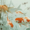 Koi Pond Mural Wallpaper — Whimsical Aquatic Art for Home Mural Wallpaper - room preview 04