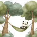 Resting Panda in Hammock Mural Wallpaper — Whimsical Woodland Scene Mural Wallpaper - room preview 04