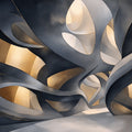 Abstract Cavern Mural Wallpaper — Gold and Charcoal Architectural Art Mural Wallpaper - room preview 04