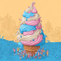 Giant Ice Cream City Mural Wallpaper — Playful Urban Pop Art Mural Wallpaper - room preview 04