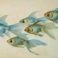 Floating Blue Koi Mural Wallpaper — Impressionistic Aquatic Art Mural Wallpaper - room preview 04