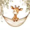 Baby Giraffe in Hammock Mural Wallpaper — Whimsical Safari Art Mural Wallpaper - room preview 04
