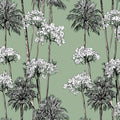 Sage Green Tropical Palm Mural Wallpaper — Minimalist Line Art Mural Wallpaper - room preview 04