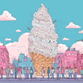 Giant Ice Cream City Mural Wallpaper — Whimsical Cartoon Illustration Mural Wallpaper - room preview 04