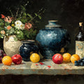 Still Life Oil Painting Mural Wallpaper — Classic Art Motif Mural Wallpaper - room preview 04