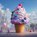 Whimsical Amusement Park Mural Wallpaper with Giant Ice Cream Cone Mural Wallpaper - room preview 04