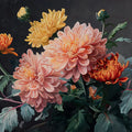Chrysanthemum Still Life Mural Wallpaper — Painterly Floral Art Mural Wallpaper - room preview 04