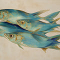 School of Blue Fish Mural Wallpaper — Coastal Artistic Painting Mural Wallpaper - room preview 04