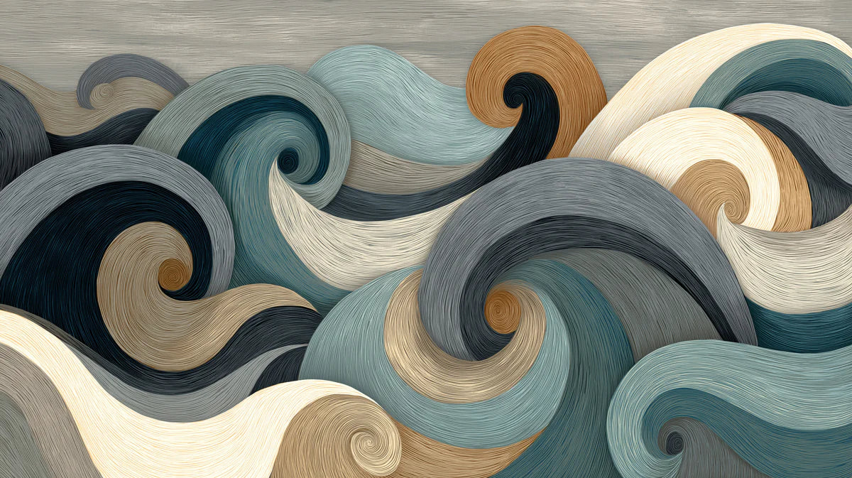 Abstract Swirling Waves Mural Wallpaper — Modern Fluid Art Mural Wallpaper - room preview 04
