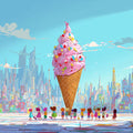 Giant Ice Cream Cone City Mural Wallpaper — Whimsical Pop Art Mural Wallpaper - room preview 04