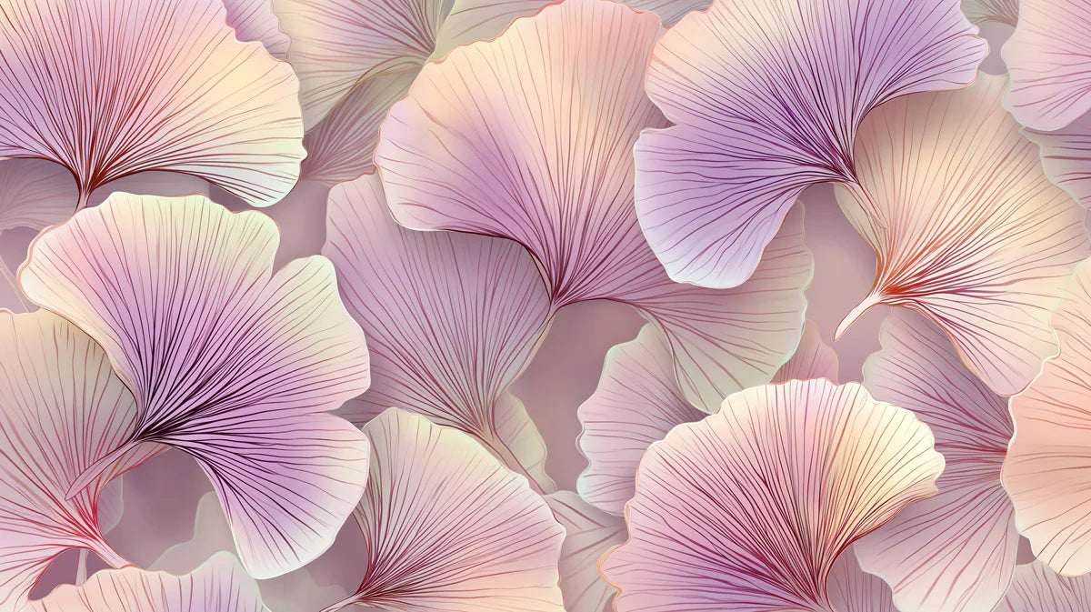 Abstract Ginkgo Leaf Mural Wallpaper — Soft Botanical Art Mural Wallpaper - room preview 04