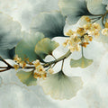 Ginkgo Branch Mural Wallpaper — Artistic Botanical Marble Mural Wallpaper - room preview 04