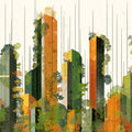Eco-Urban Skyline Mural Wallpaper — Modern Architectural Nature Art Mural Wallpaper - room preview 04
