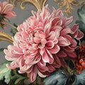 Rococo Chrysanthemum Floral Mural Wallpaper in Dusty Rose and Gold Mural Wallpaper - room preview 04