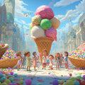 Candy Festival Celebration Mural Wallpaper — Whimsical Town Square Mural Wallpaper - room preview 04