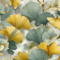 Abstract Ginkgo & Floral Mural Wallpaper in Ochre and Sage Mural Wallpaper - room preview 04