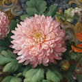 Rococo Chrysanthemum Floral Mural Wallpaper — Moody Heritage Style Mural Wallpaper - room preview 04
