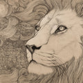 Lion Portrait Line Art Mural Wallpaper — Artistic Sketch Pattern Mural Wallpaper - room preview 04
