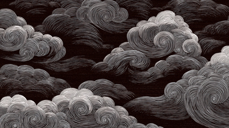 Wirbelnde monochrome Wolken Fototapete – Künstlerische Himmel Design Fototapete printable artwork