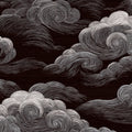 Swirling Monochrome Clouds Mural Wallpaper — Artistic Sky Design Mural Wallpaper - room preview 04