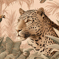 Leopard and Tropical Birds Mural Wallpaper — Monochrome Safari Mural Wallpaper - room preview 04