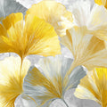 Ginkgo Leaf Mural Wallpaper — Metallic Gold and Grey Art Mural Wallpaper - room preview 04