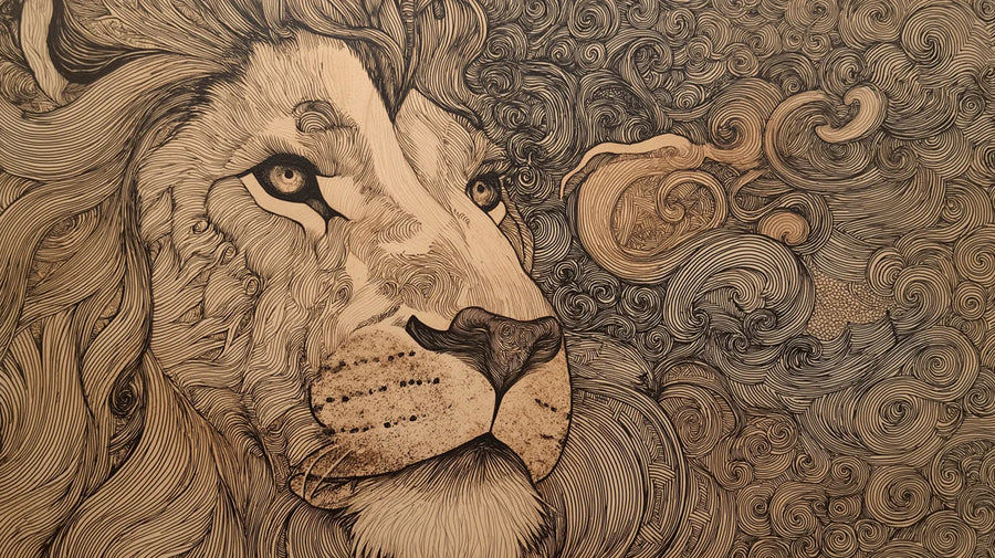 Lion King Line Art Fototapete – Edle Skizzen-Design-Fototapete printable artwork