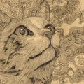 Intricate Feline Sketch Mural Wallpaper — Artistic Line Art Design Mural Wallpaper - room preview 04