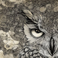 Nocturnal Owl Line Art Mural Wallpaper — Detailed Sketch Design Mural Wallpaper - room preview 04