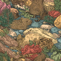 Woodland Creek Illustration Mural Wallpaper —Whimsical Forest Fauna Mural Wallpaper - room preview 04