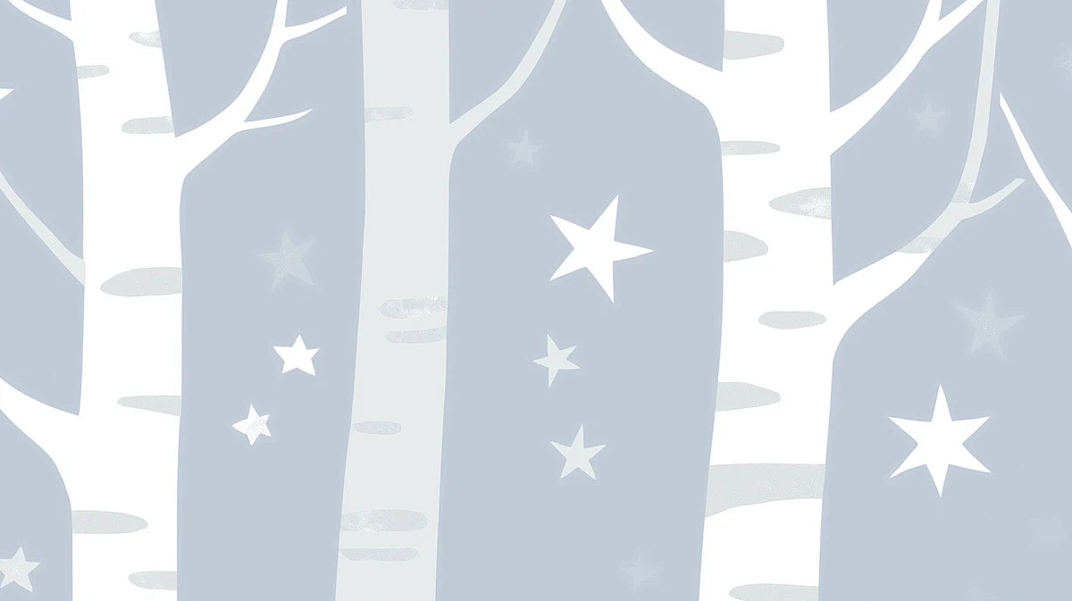 Starry Birch Forest Mural Wallpaper — Scandinavian Minimalist Mural Wallpaper - room preview 04