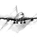 Aviation Sketch Mural Wallpaper — Bold Charcoal Jet Art Mural Wallpaper - room preview 04