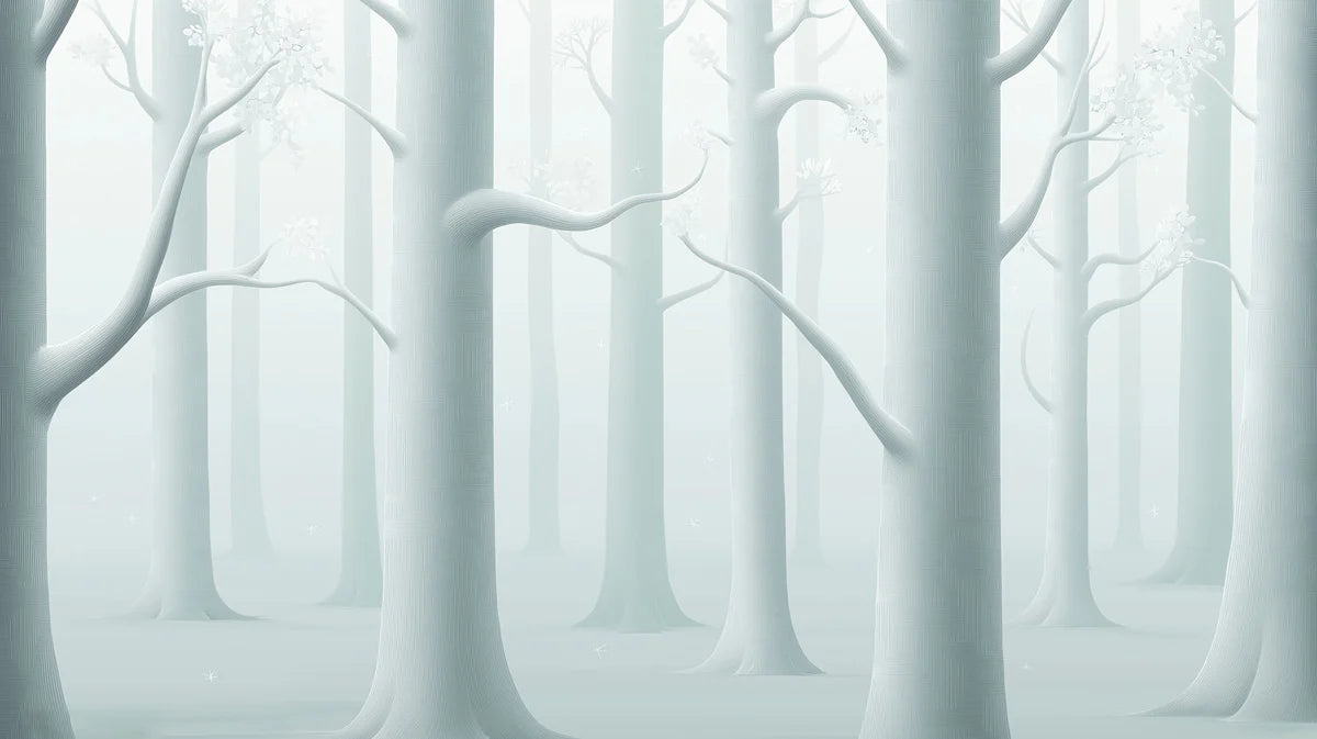 Mist-Covered Woodland Mural Wallpaper — Ethereal Forest Design Mural Wallpaper - room preview 04