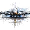 Aviation Sketch Mural Wallpaper — Artistic Line Art Design Mural Wallpaper - room preview 04