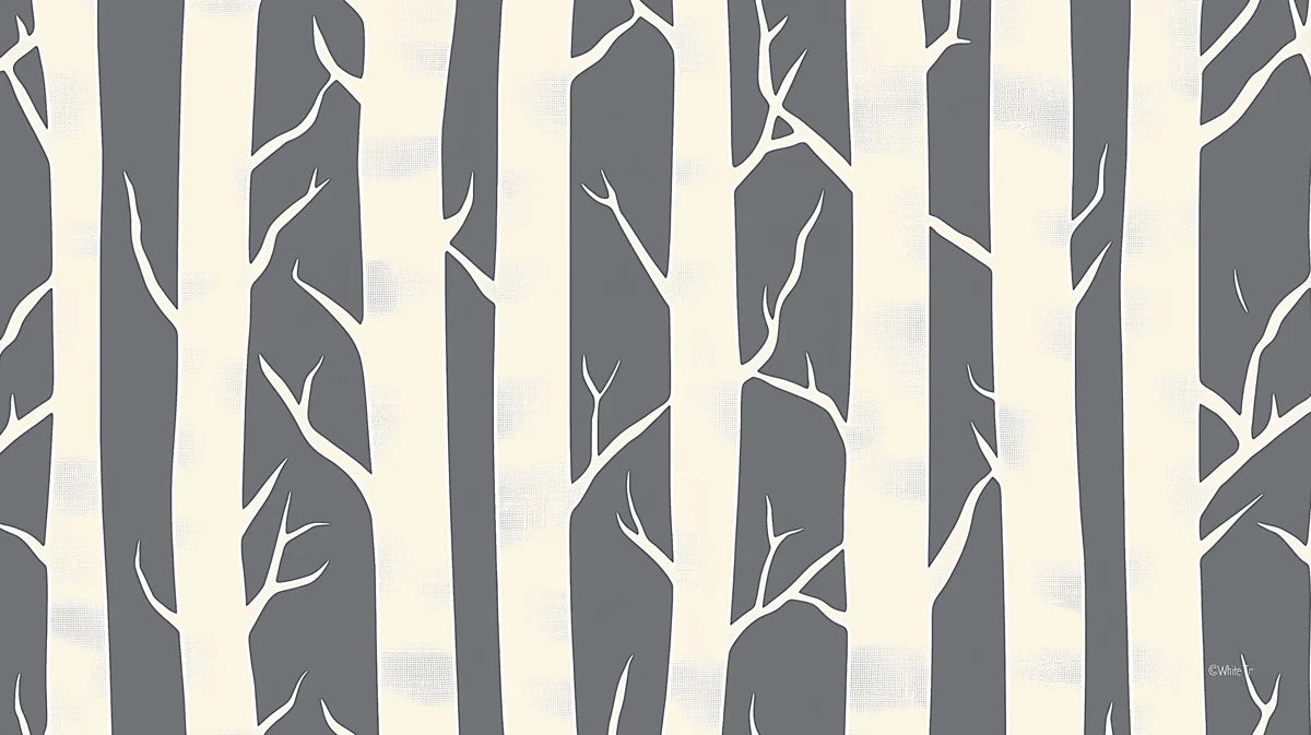 Graphic Birch Forest Mural Wallpaper — Modern Nature Wall Decor Mural Wallpaper - room preview 04