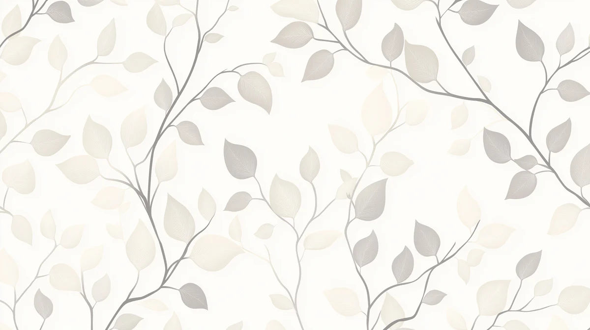 Minimalist Fine Line Leaf Mural Wallpaper — Neutral Sketch Design Mural Wallpaper - room preview 04
