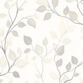 Minimalist Fine Line Leaf Mural Wallpaper — Neutral Sketch Design Mural Wallpaper - room preview 04