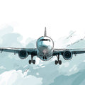 Aviation Sketch Mural Wallpaper — Artistic Watercolor Plane Design Mural Wallpaper - room preview 04