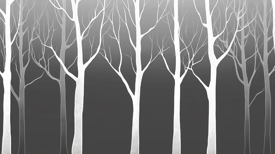 Papier peint mural minimaliste Forêt de bouleaux — Papier peint mural graphique à fort contraste printable artwork