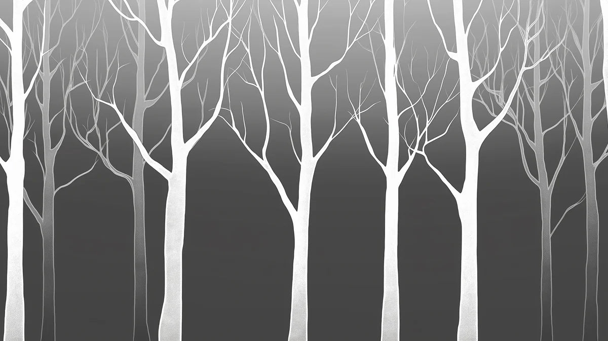 Minimalist Birch Forest Mural Wallpaper — High Contrast Graphic Mural Wallpaper - room preview 04