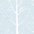 Starry Winter Forest Mural Wallpaper — Whimsical Sky Blue Mural Wallpaper - room preview 04