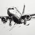 Abstract Airplane Sketch Mural Wallpaper — Modern Monochrome Art Mural Wallpaper - room preview 04