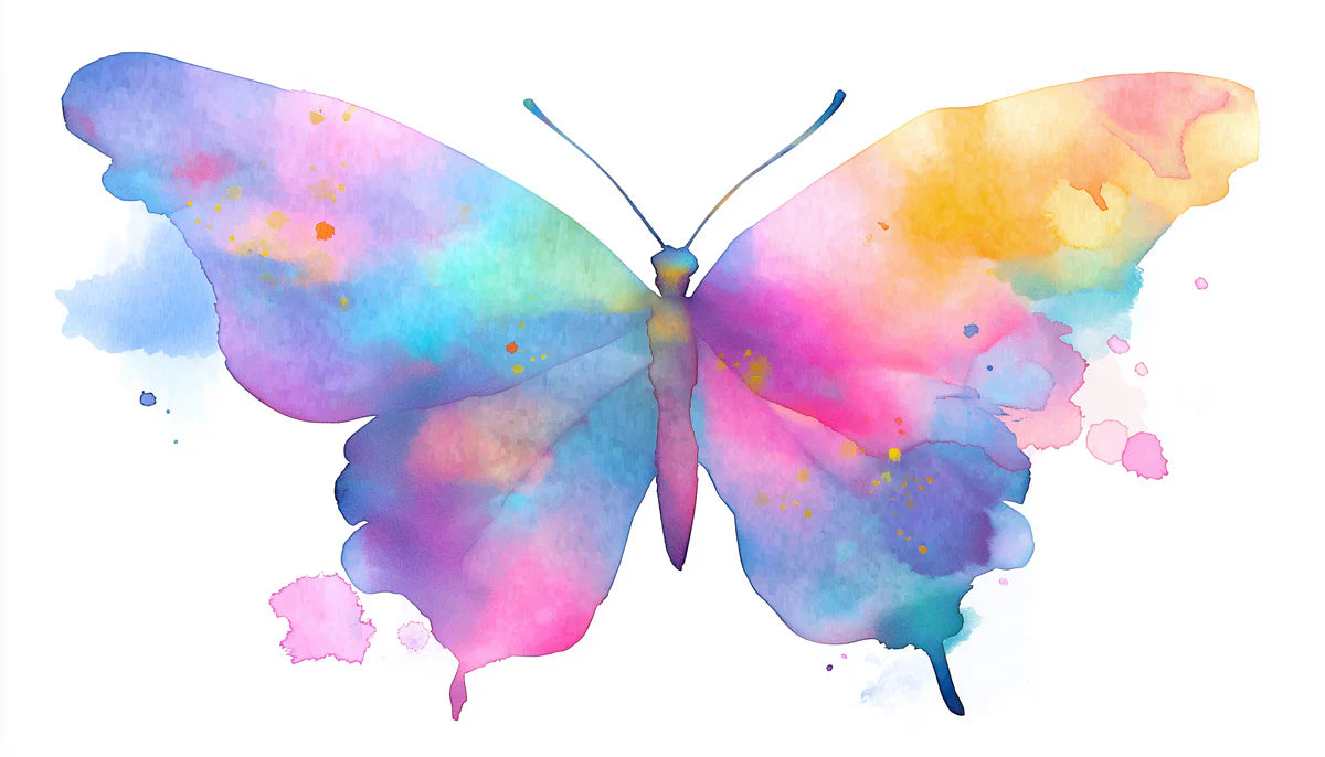 Watercolor Butterfly Mural Wallpaper — Modern Artistic Motif Mural Wallpaper - room preview 04