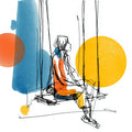 Abstract Swing Sketch Mural Wallpaper — Modern Artistic Graphic Mural Wallpaper - room preview 04