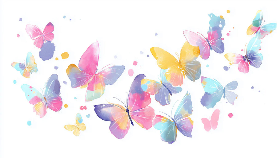 Butterfly Wallpaper Mural – Flutter Wall Mural – Butterfly Swarm — Whimsical Watercolor Art printable artwork