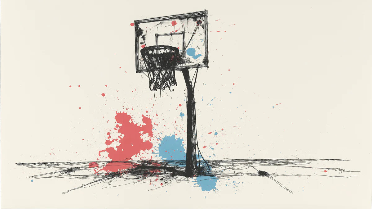 Urban Hoops Mural Wallpaper — Sketchy Street Art Style Mural Wallpaper - room preview 04